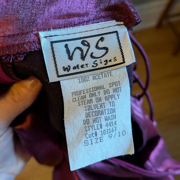 Vintage 90s Y2K Water Signs Prom Gown Maxi Dress Floral Glitter Whimsygoth 9/10 - Picture 8 of 14